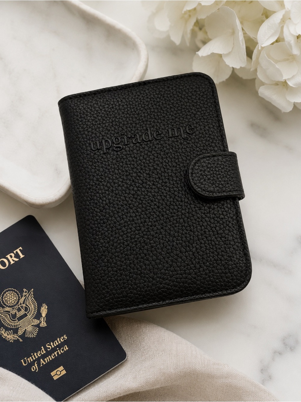 upgrade.me Black Pebbled Travel Passport & Card Case